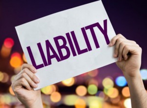 Liability placard with night lights on background