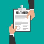 Arbitration law vector flat icon. Legal resolution conflict