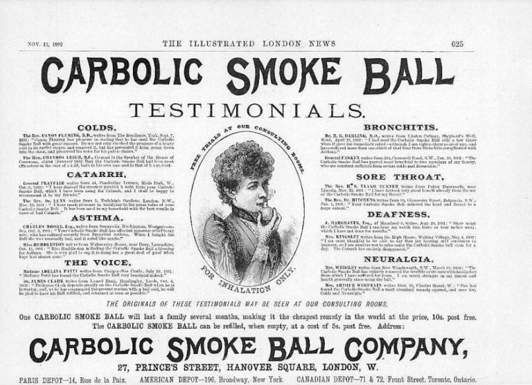 Carlill Vs. Carbolic Smoke Ball Company (1892)