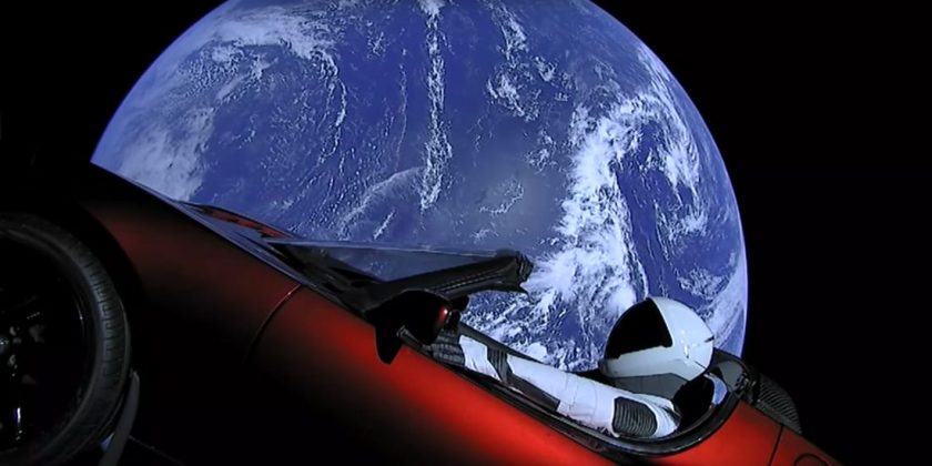 Tesla roadster in space